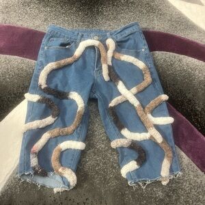 SHEIN Blue Jean Shorts with Artistic Texture
